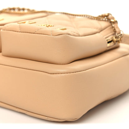Small Quilted Calfskin Handbag - Beige