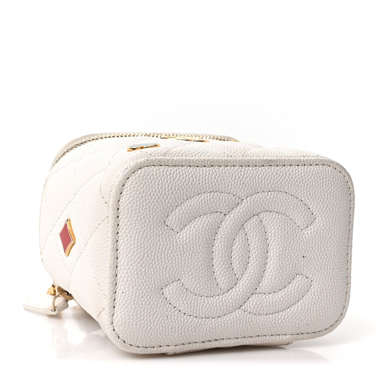 Mini Quilted Caviar Handbag - White