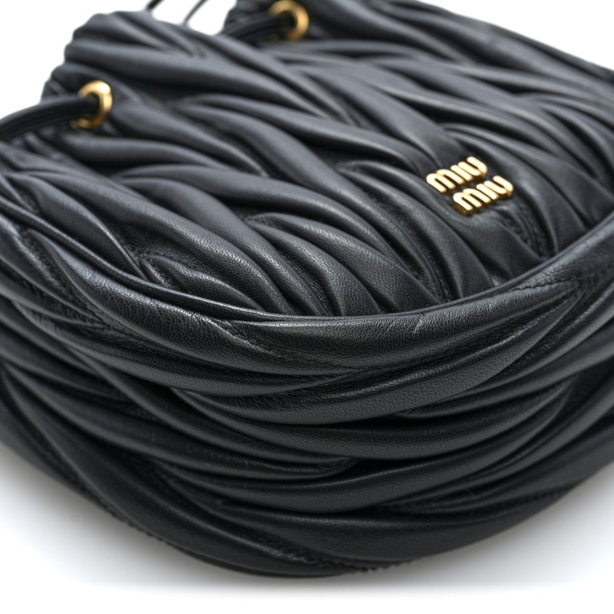 Mini Nappa Bucket Bag - Black