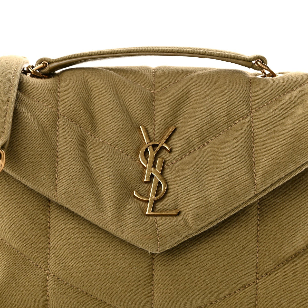 Quilted Canvas Satchel Bag - Green