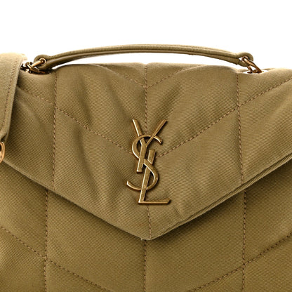 Quilted Canvas Satchel Bag - Green