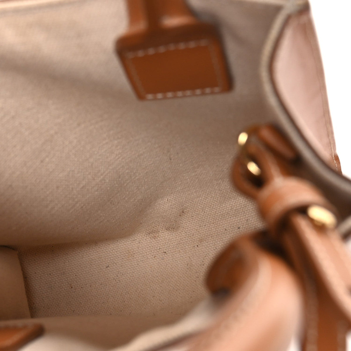 Mini Calfskin Canvas Handbag - Natural