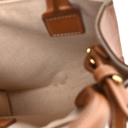 Mini Calfskin Canvas Handbag - Natural