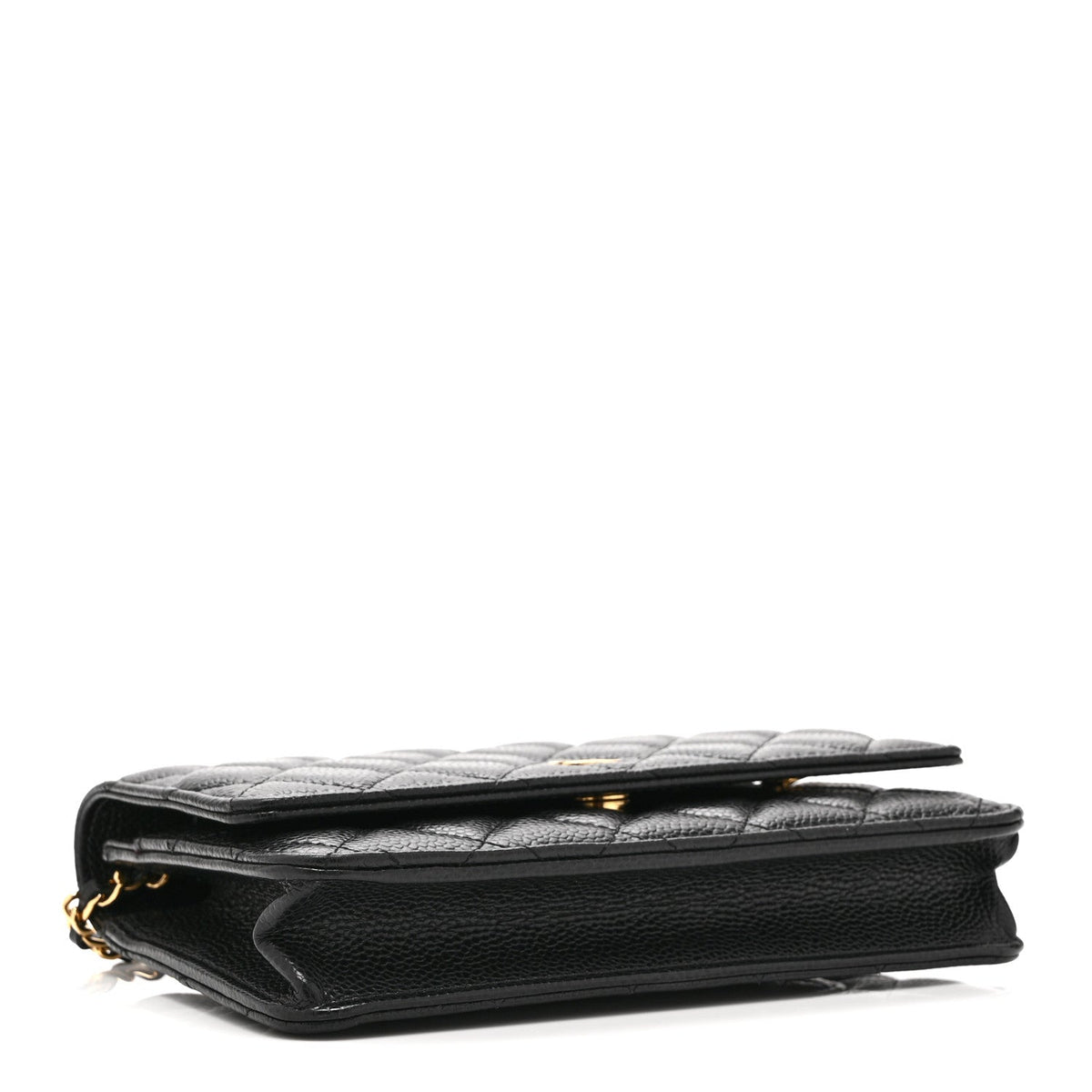 Quilted Caviar Wallet Bag - Black