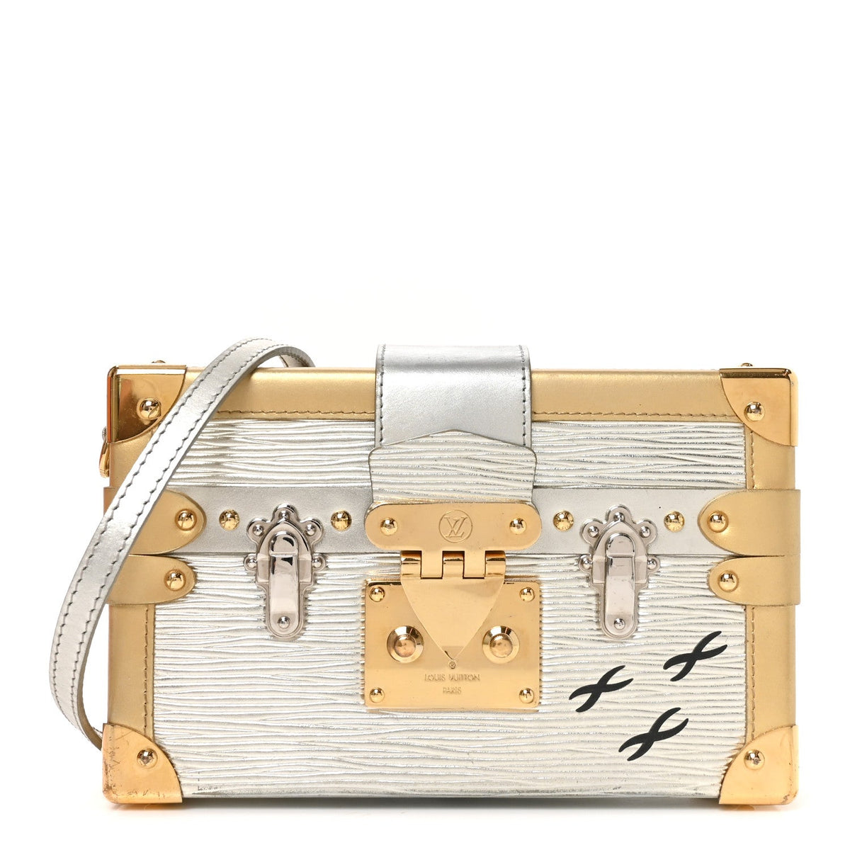Metallic Epi Petite Malle Silver Handbag