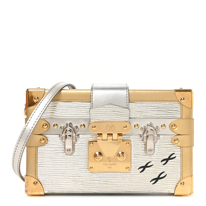 Metallic Epi Petite Malle Silver Handbag
