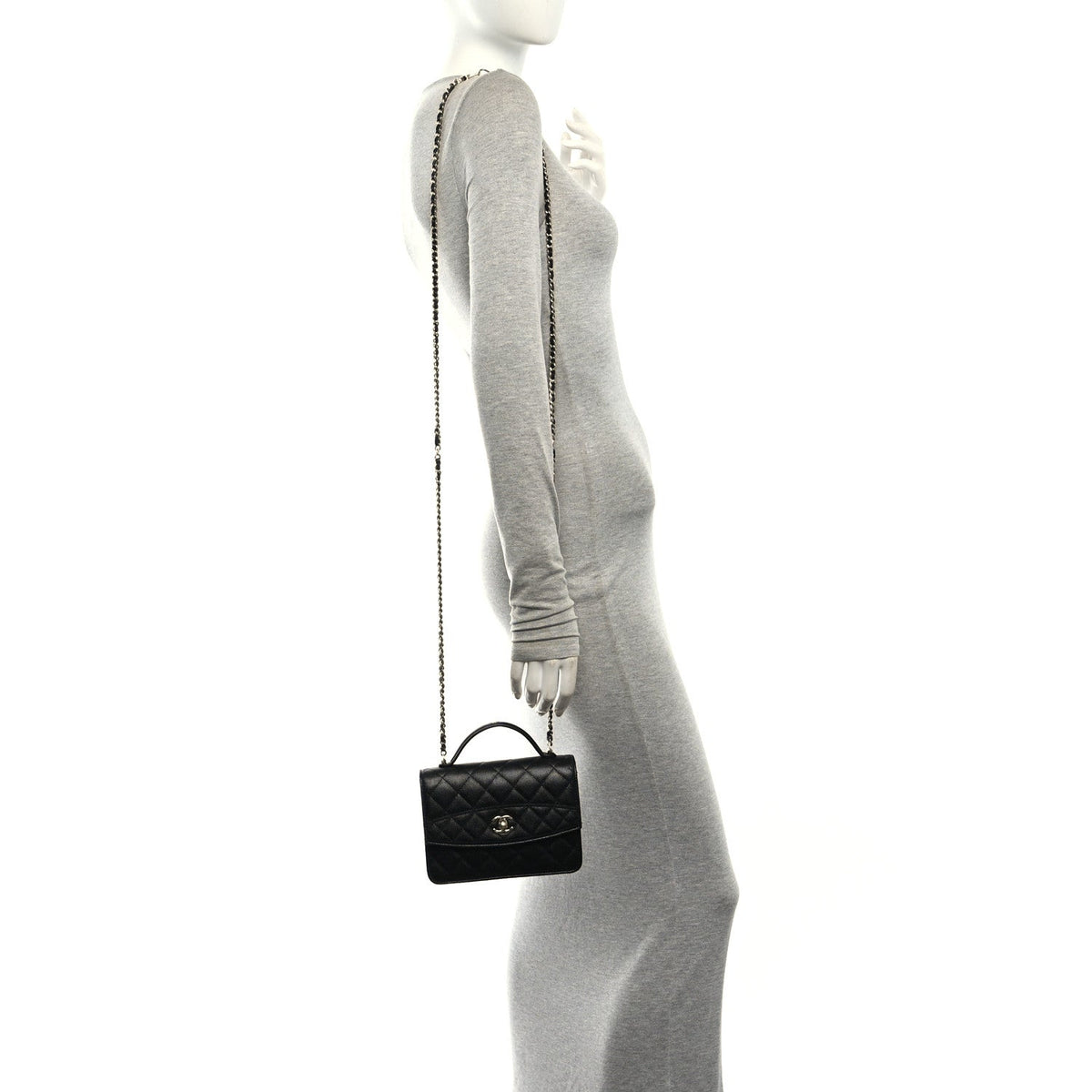 Quilted Caviar Clutch Bag - Black