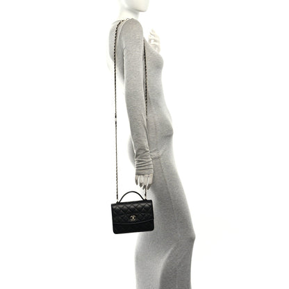 Quilted Caviar Clutch Bag - Black