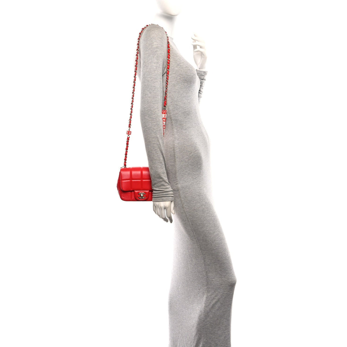 Mini Quilted Lambskin Flap Shoulder Bag - Red