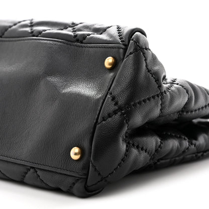 Large Quilted Calfskin Tote Bag - Black