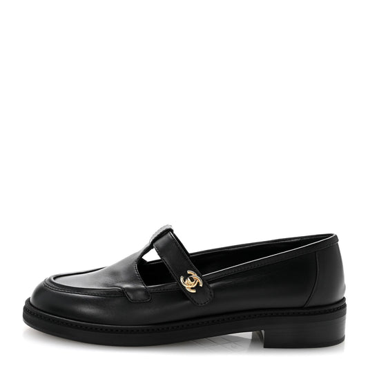Calfskin CC Turnlock Moccasin Loafers Black