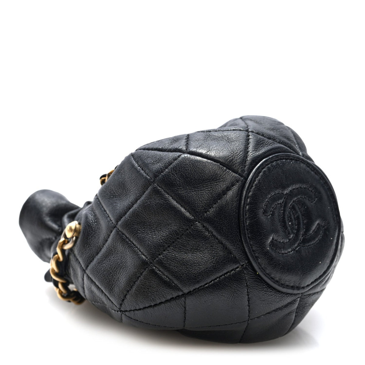 Mini Quilted Lambskin Bucket Bag - Black