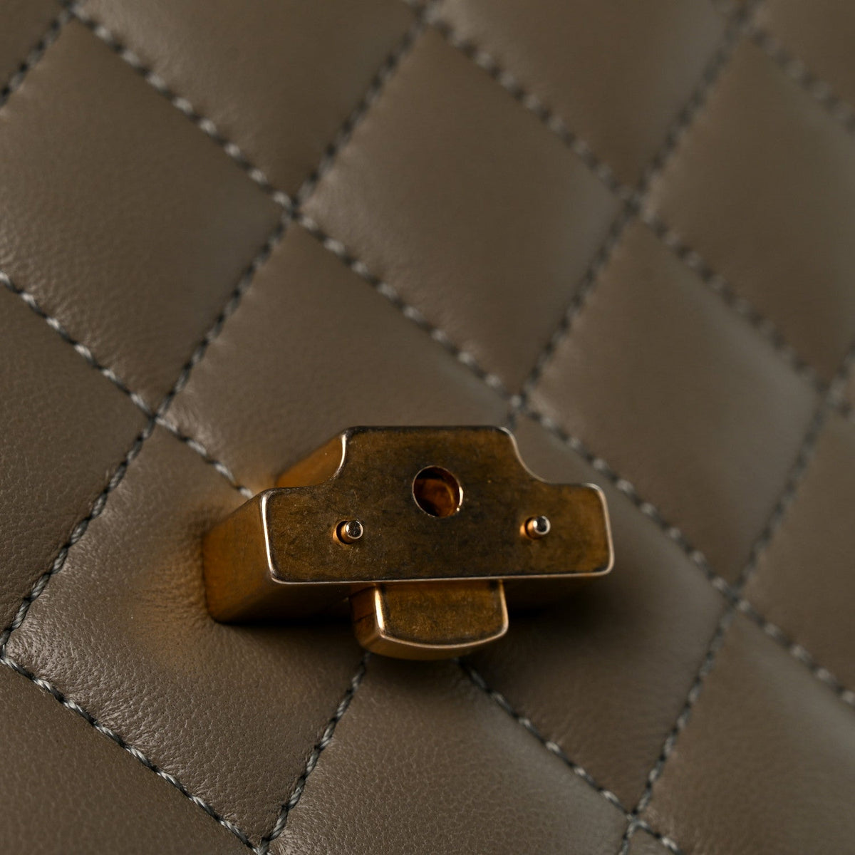 Small Quilted Lambskin Flap Shoulder Bag - Grey
