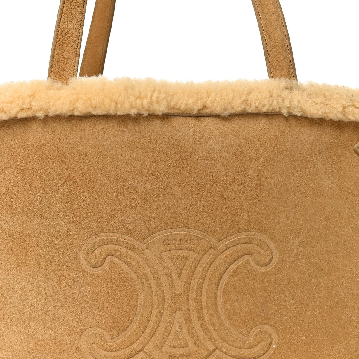 Medium Suede Shearling Handbag - Natural