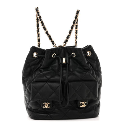 Quilted Lambskin Backpack - Black