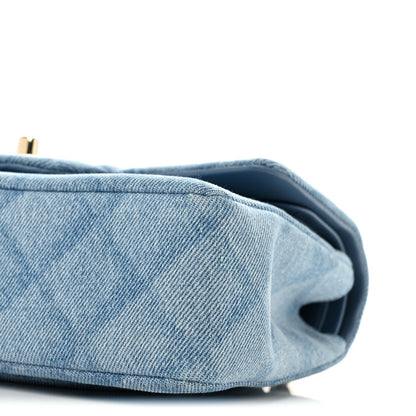 Small Quilted Flap Shoulder Bag - Light Blue