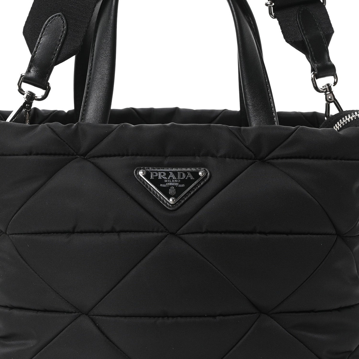 Quilted Nylon Tote Bag - Black
