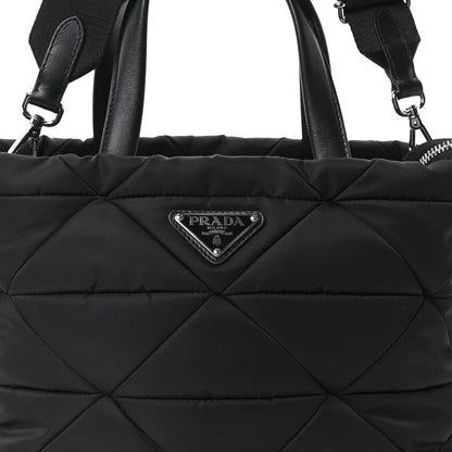 Quilted Nylon Tote Bag - Black