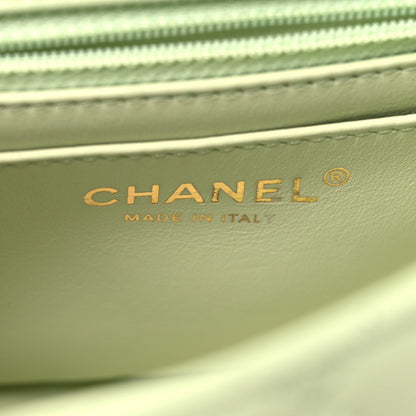 Mini Quilted Lambskin Flap Shoulder Bag - Light Green