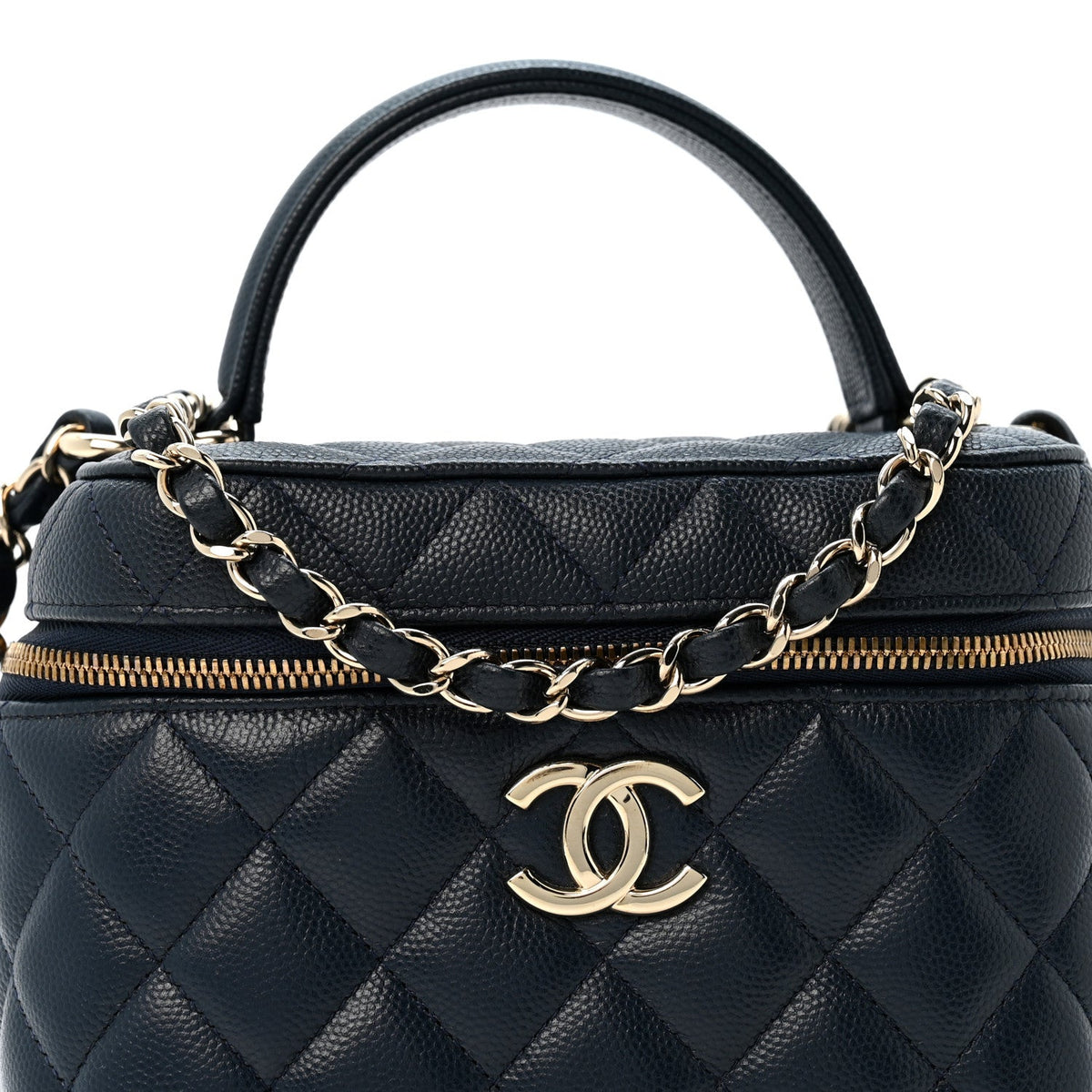 Small Quilted Caviar Handbag - Blue