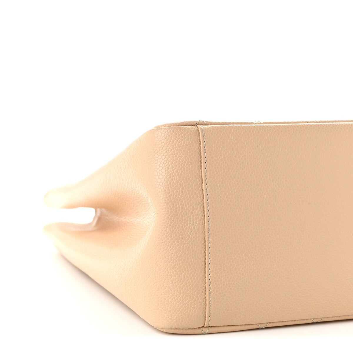 Quilted Caviar Tote Bag - Beige