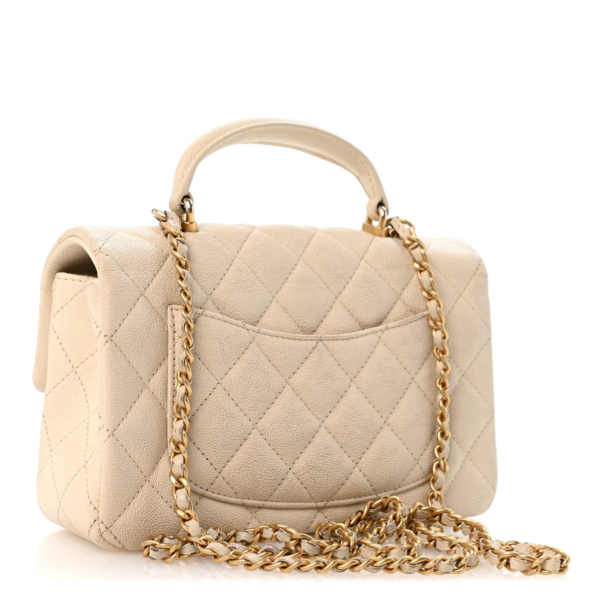 Mini Quilted Caviar Flap Shoulder Bag - Tan