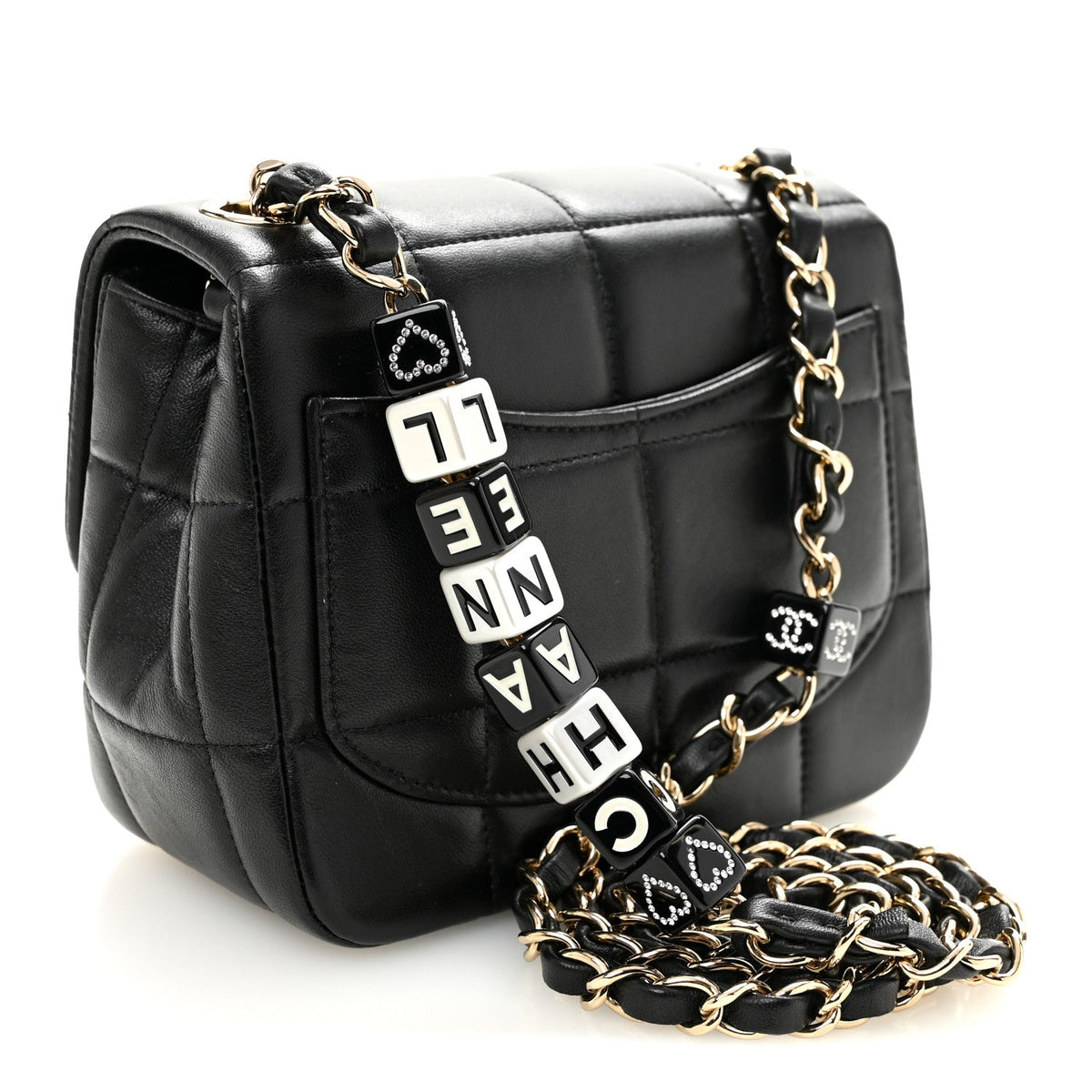 Mini Quilted Lambskin Flap Shoulder Bag - Black