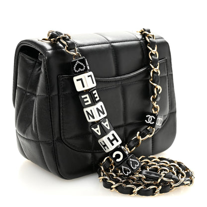 Mini Quilted Lambskin Flap Shoulder Bag - Black