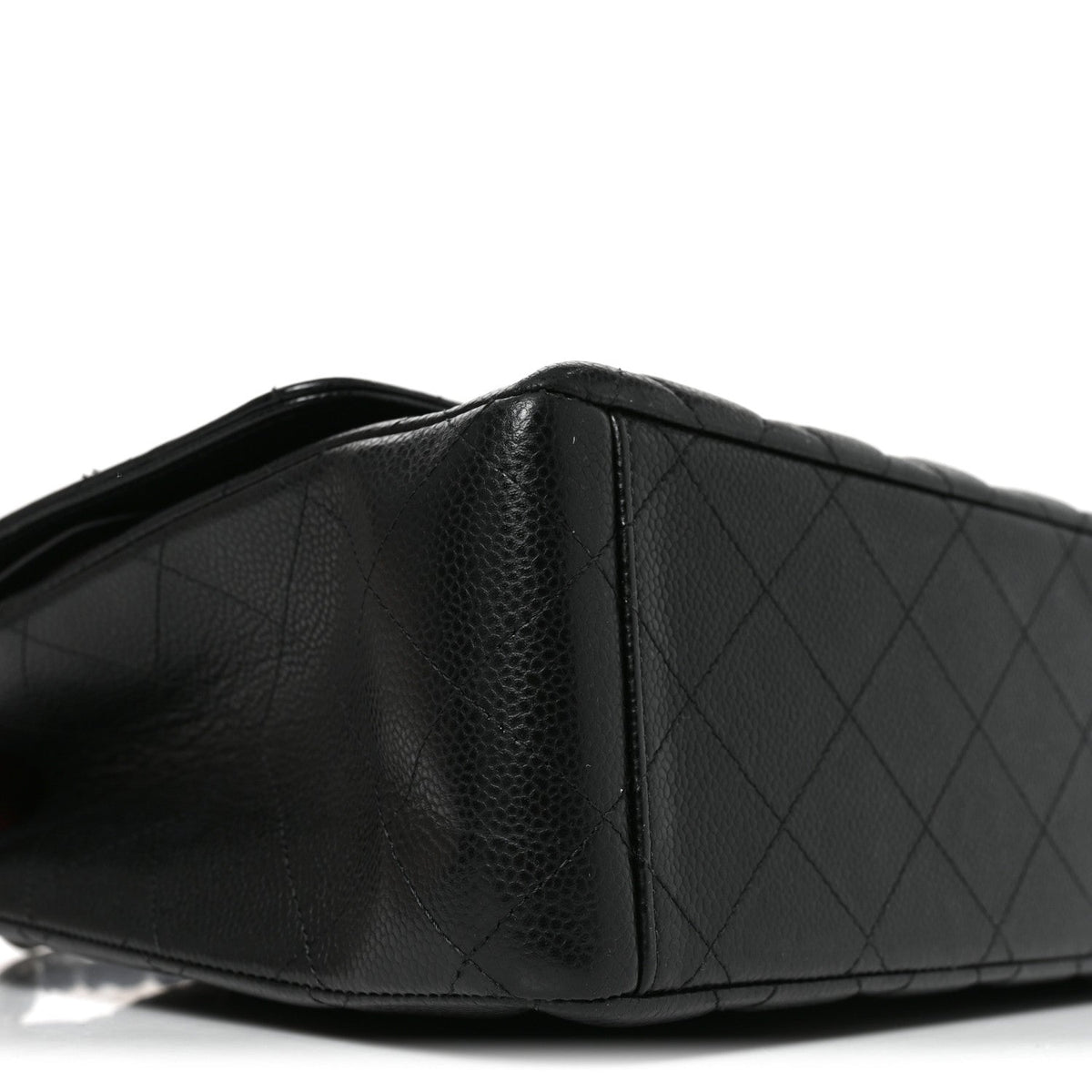 Maxi Quilted Caviar Flap Shoulder Bag - Black