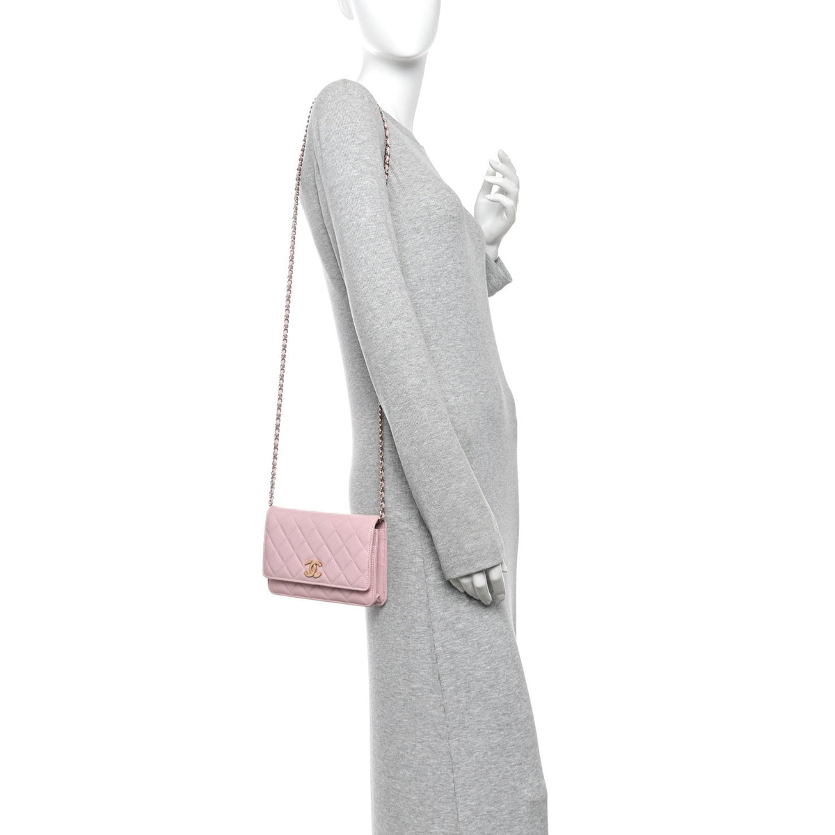 Quilted Caviar Wallet Bag - Pink