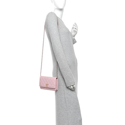 Quilted Caviar Wallet Bag - Pink