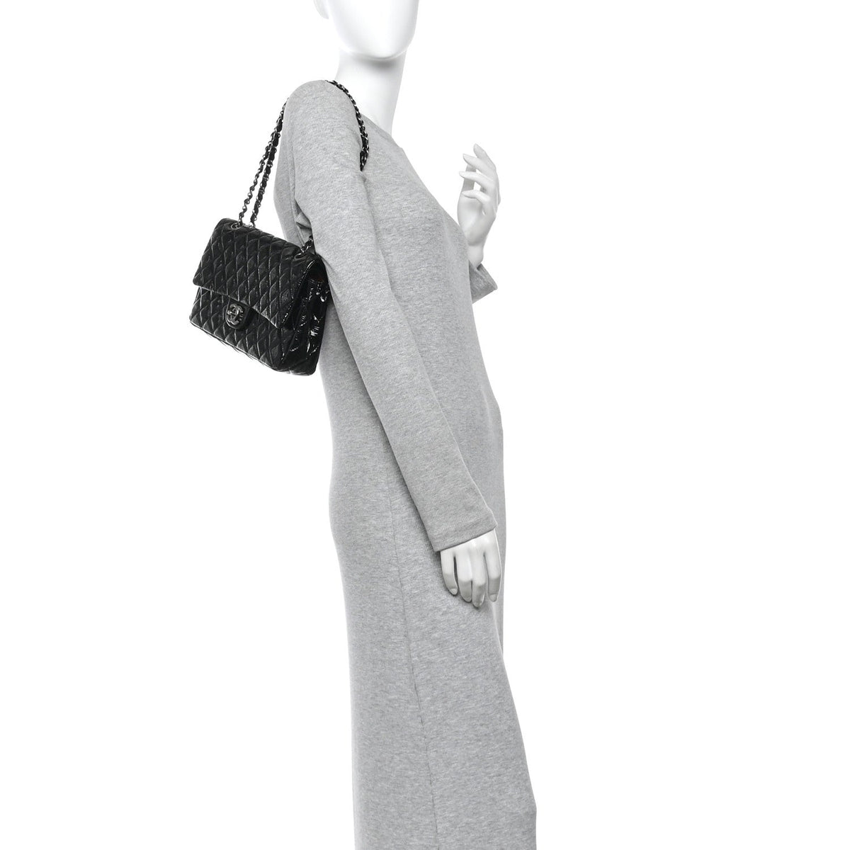 Medium Quilted Flap Shoulder Bag - Black