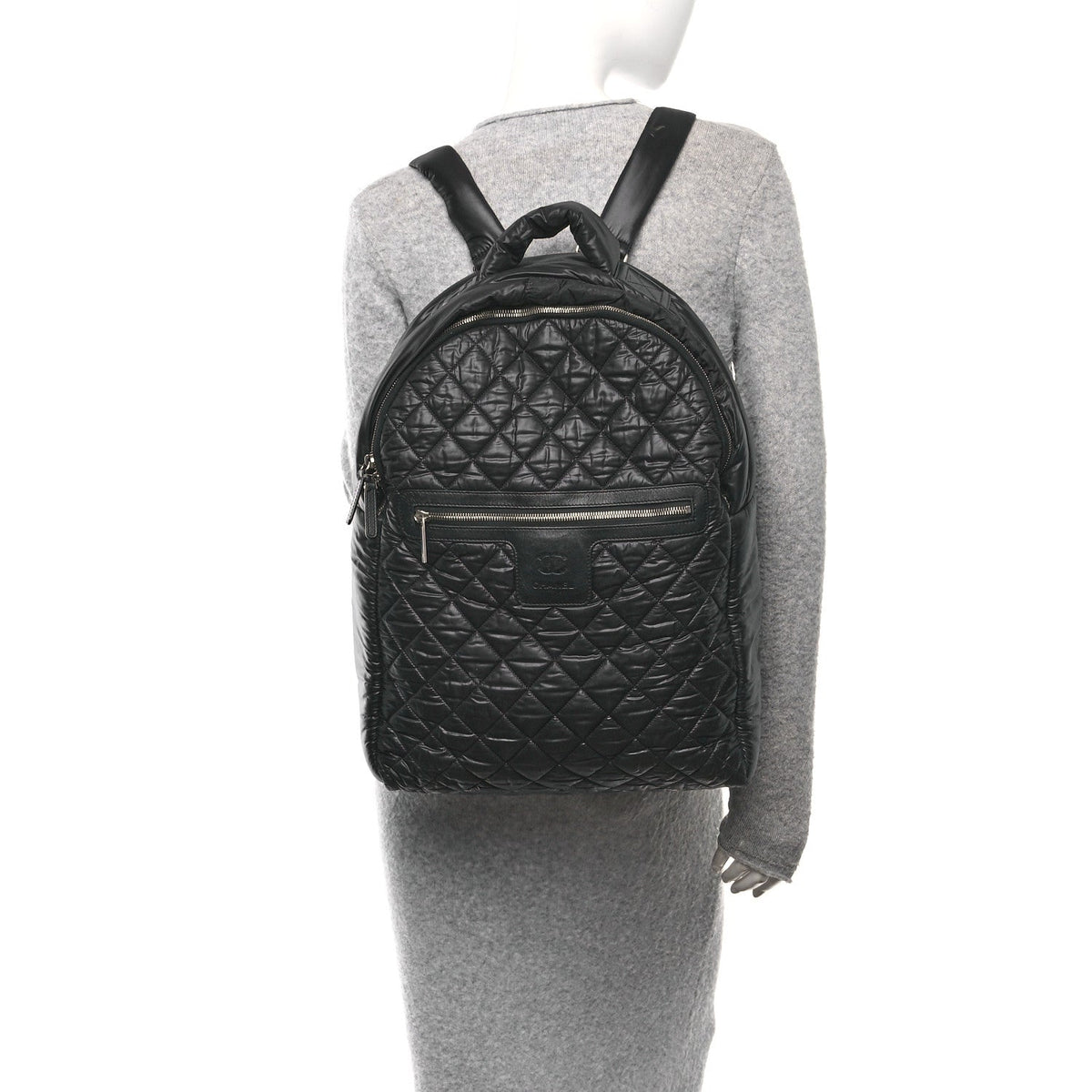 Quilted Nylon Backpack - Black