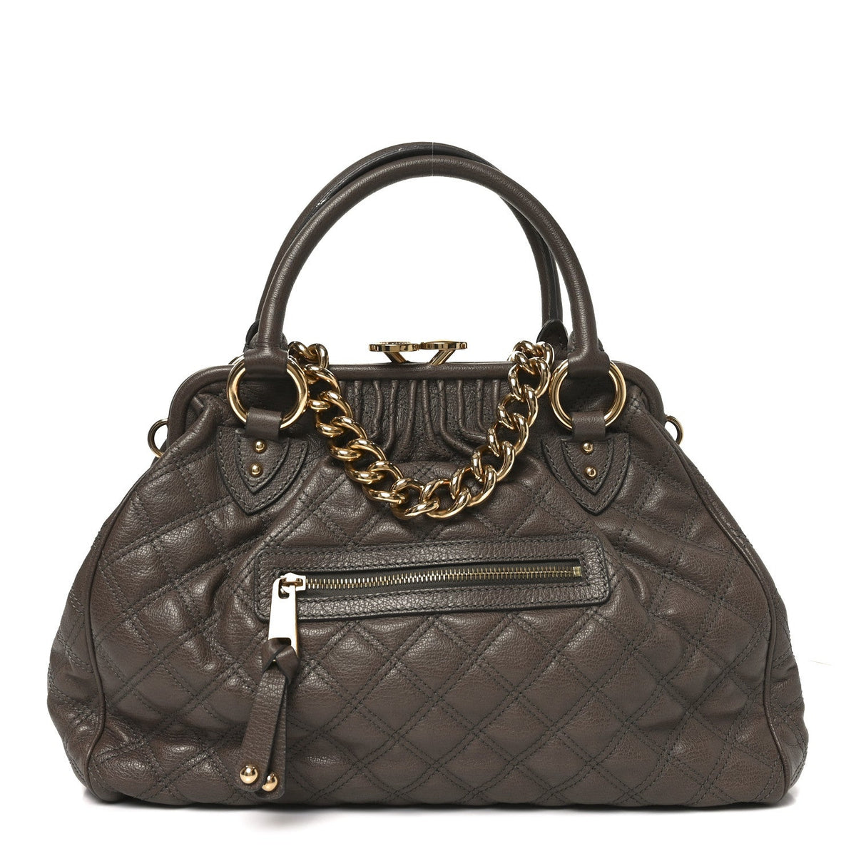 Quilted Calfskin Handbag - Brown