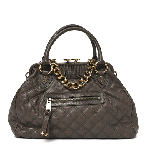 Quilted Calfskin Handbag - Brown