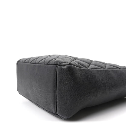 Quilted Caviar Tote Bag - Black