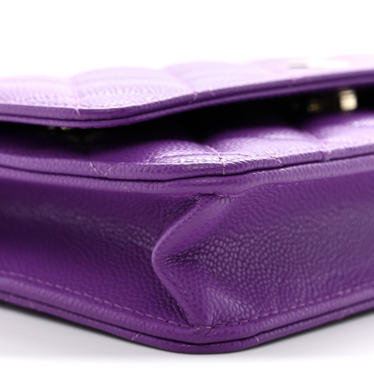 Quilted Caviar Wallet Bag - Purple