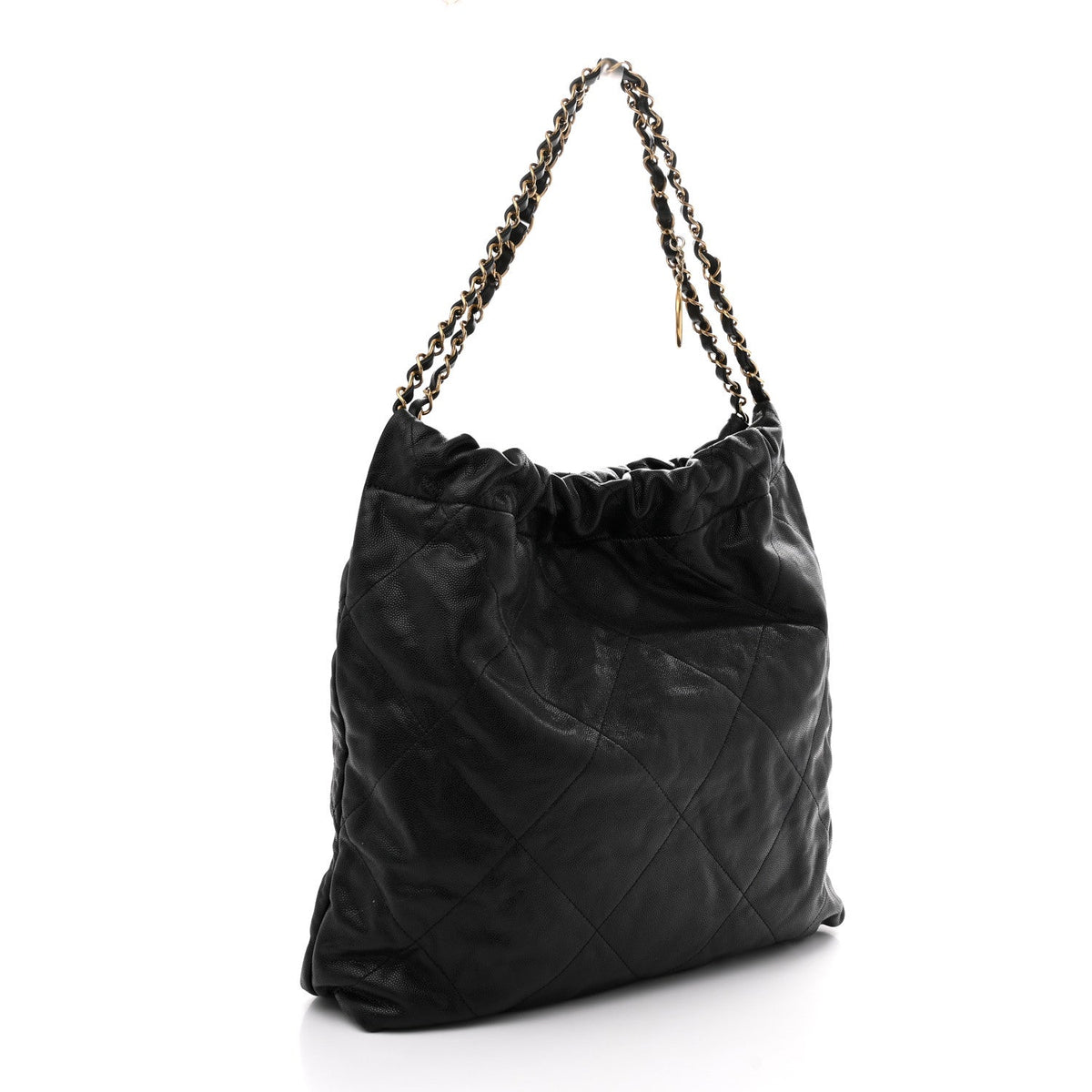 Small Quilted Caviar Handbag - Black