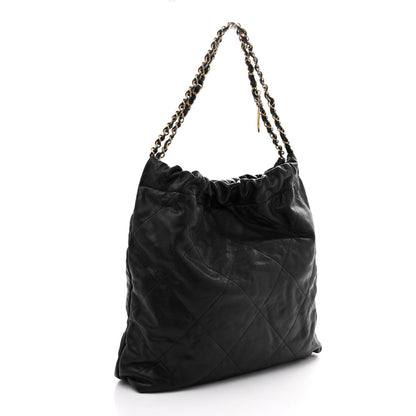 Small Quilted Caviar Handbag - Black