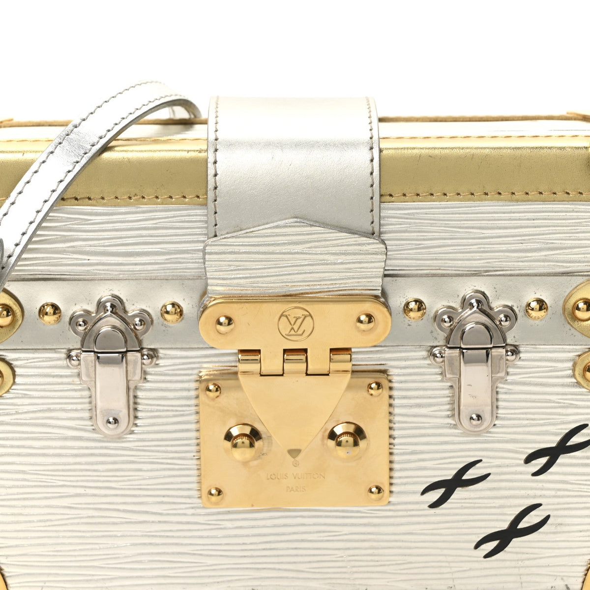 Metallic Epi Petite Malle Silver Handbag
