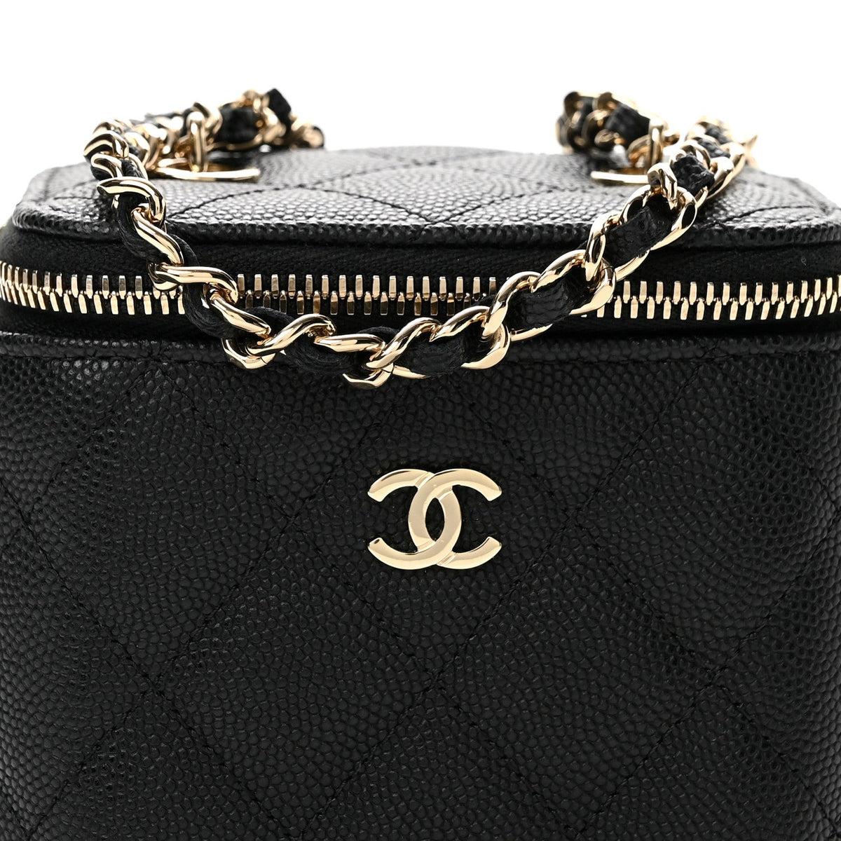 Mini Quilted Caviar Handbag - Black