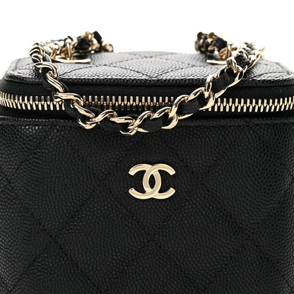 Mini Quilted Caviar Handbag - Black