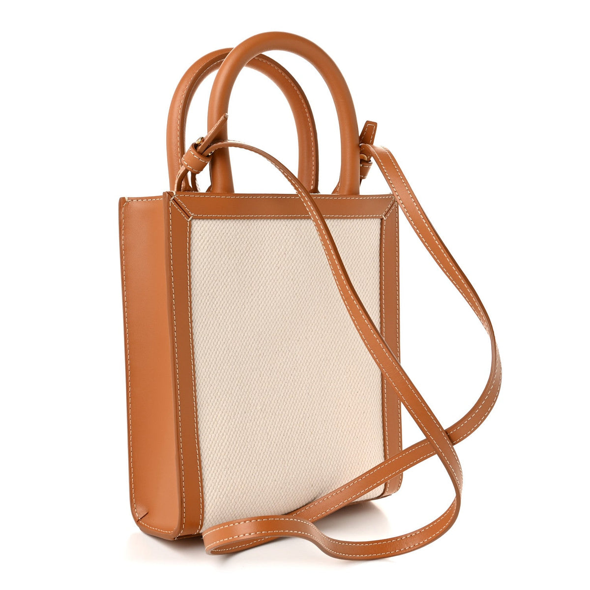 Mini Calfskin Canvas Handbag - Natural