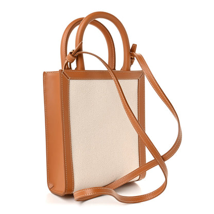 Mini Calfskin Canvas Handbag - Natural