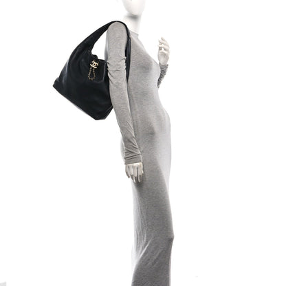 Small Quilted Calfskin Hobo Bag - Black