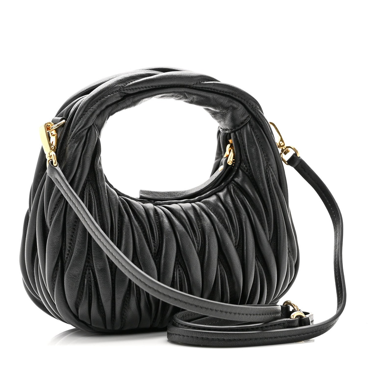 Mini Nappa Hobo Bag - Black