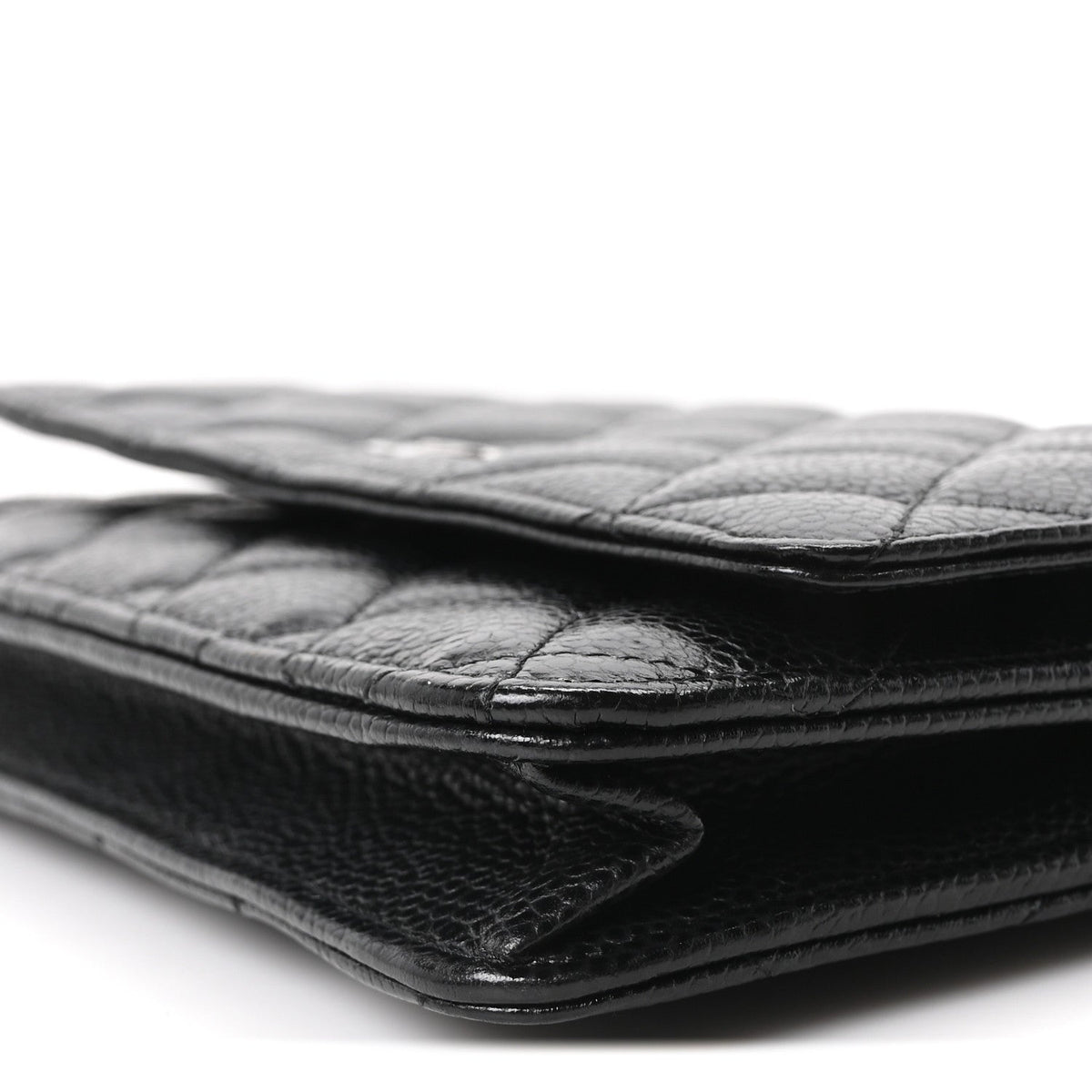 Quilted Caviar Wallet Bag - Black