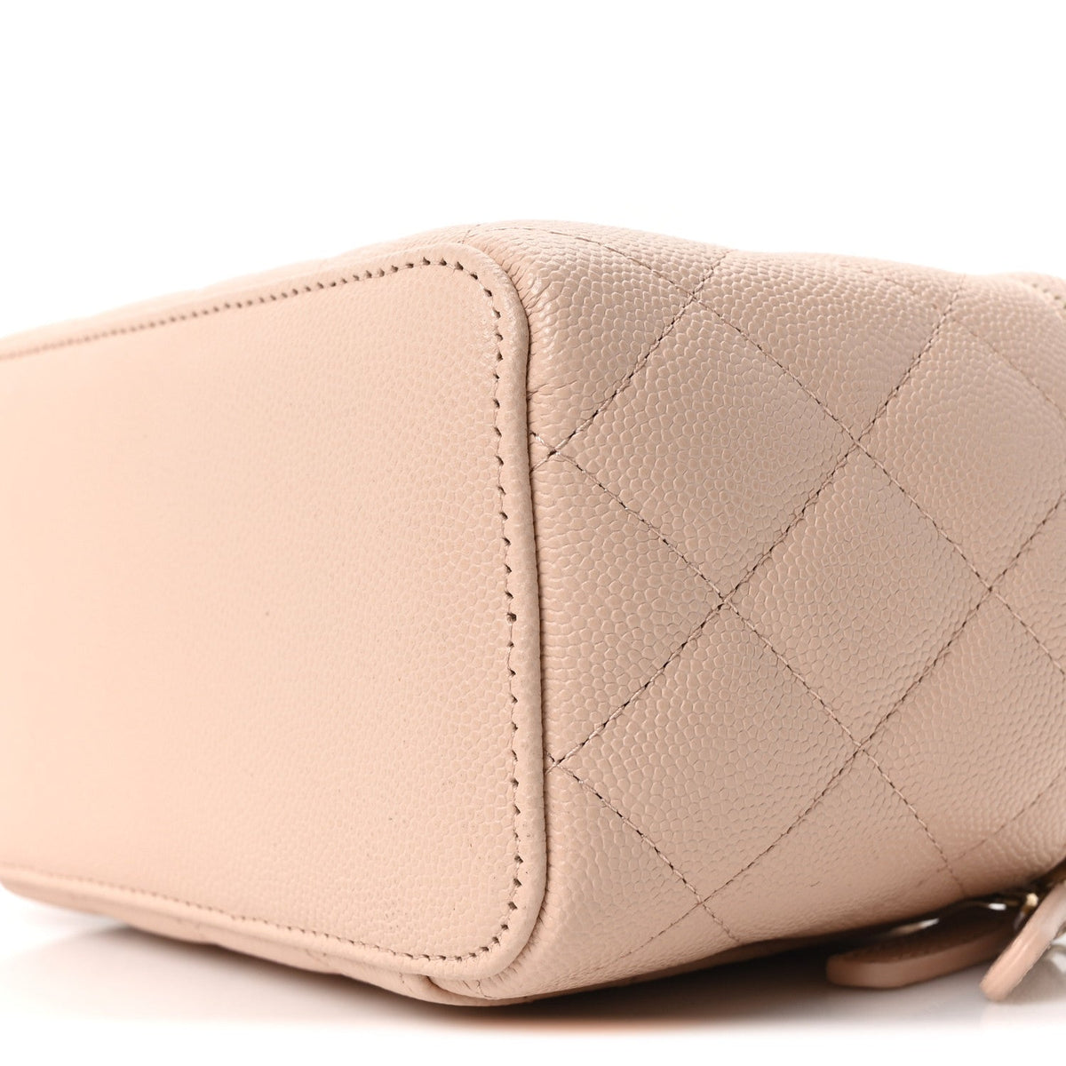 Small Quilted Caviar Handbag - Beige