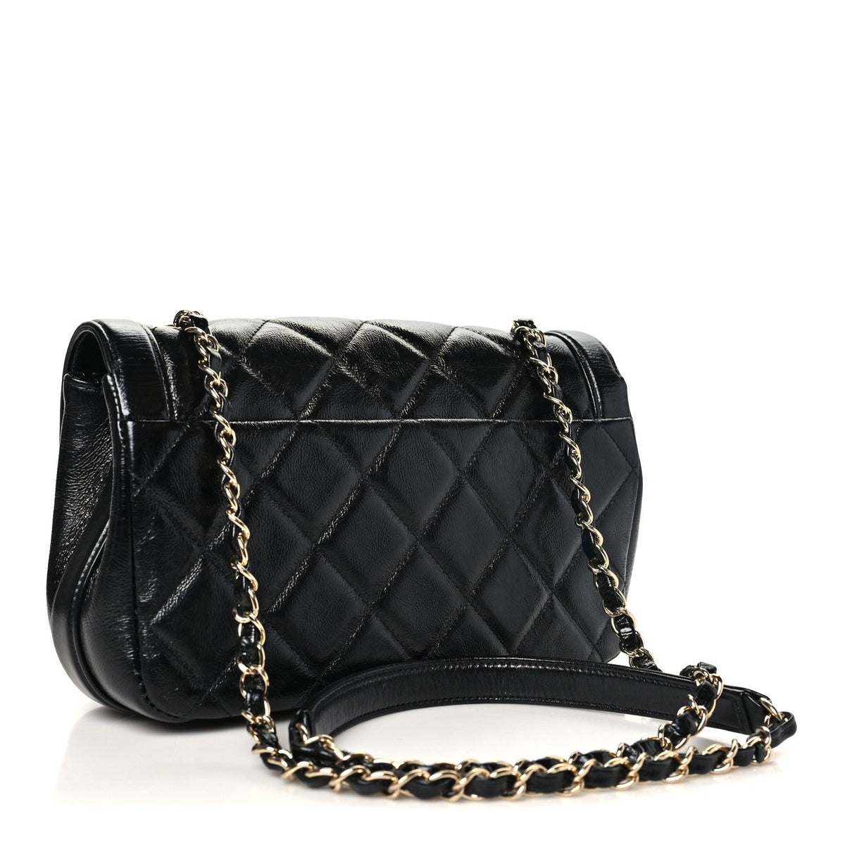 Small Quilted Lambskin Flap Shoulder Bag - Black