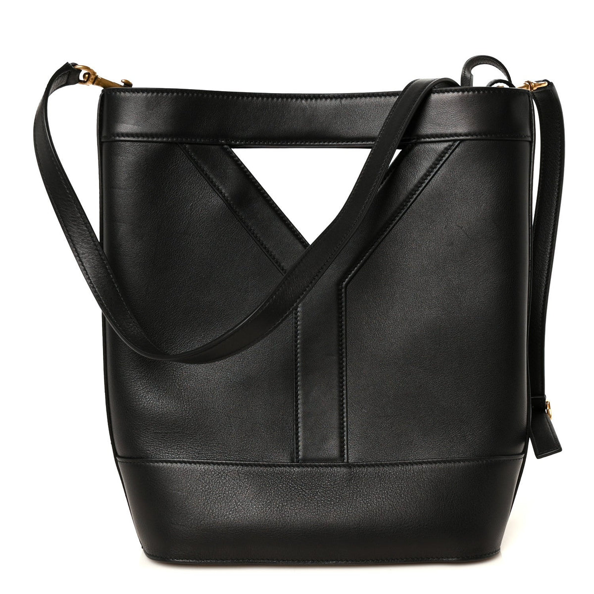 Small Calfskin Bucket Bag - Black